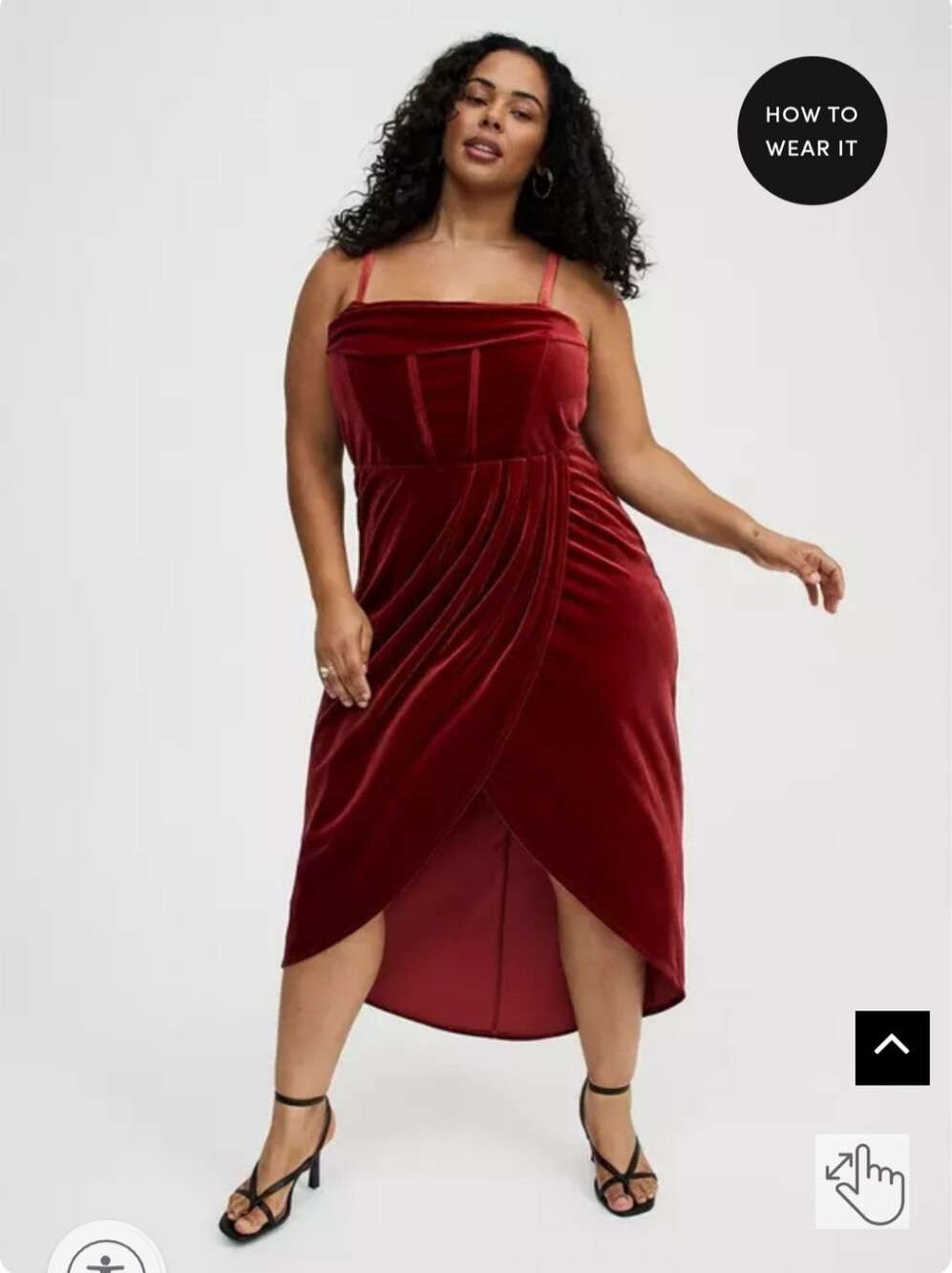 torrid Velvet Wrap-Front Midi Dress in Deep Red